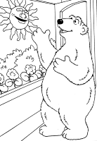 A coloring page of bear in the big blue house